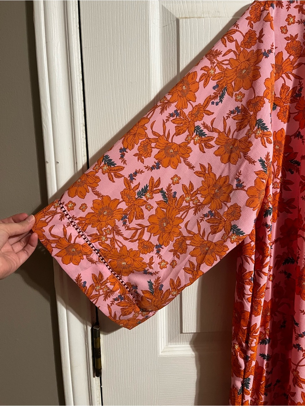 Jessica Simpson | NWT! Pink Floral Duster with Orange Bloom Print - Sz L/XL - Picture 2 of 6